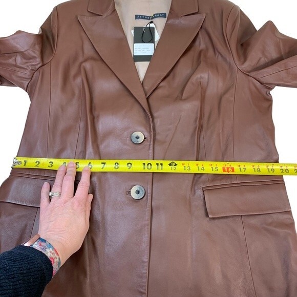NWT Zeynep Arcay Seventies Brown Blazer Lamb Leather Jacket 10 - Picture 5 of 11